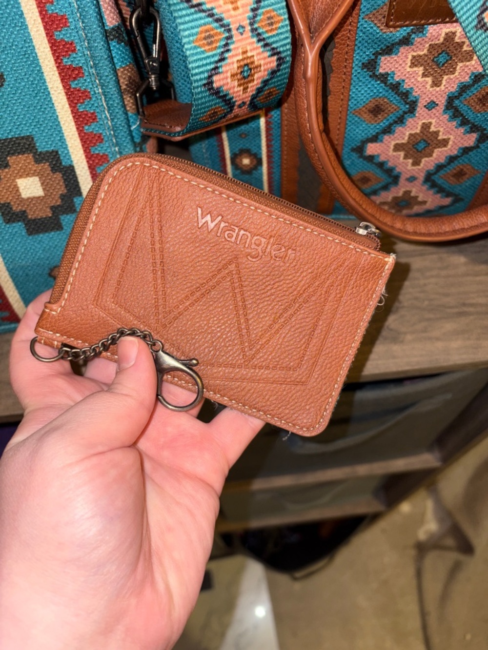 Wrangler Turquoise Pattern Tote and Crossbody Set - Picture 9 of 10
